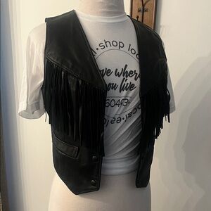 Black Fringe Leather Vest